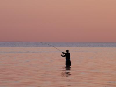 Lystfisker i havet